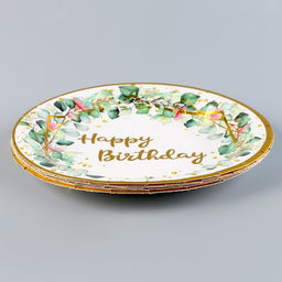 Тарелки бумажные С днём рождения, в наборе 6 шт., цвет зелёный - Страна карнавалия фото 3