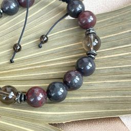 Браслет регулируемый из Яшмы и Раухтопаза от 18 см - Радуга самоцветов фото 3