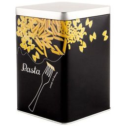 Банка с крышкой металлическая, квадратная, объем 1000 мл, дизайн "Макароны" арт.008618 /Mallony/