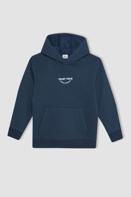 Erkek Cocuk Cepli Yaz? Bask?l? Kapusonlu Kal?n Okul Sweatshirt - Defacto фото 5
