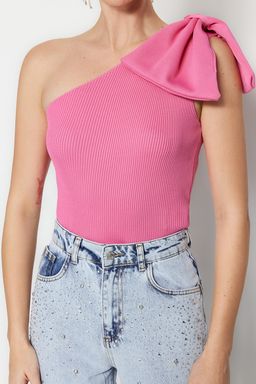 Trendyolmilla Pembe Tek Kol Fiyonk Detayl? Triko Bluz TPRSS22BZ0166 фото 3