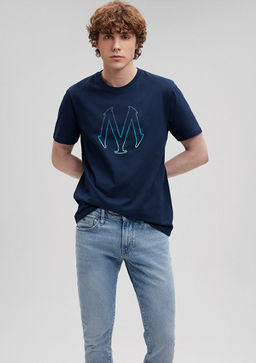Mavi Logo Bask?l? Lacivert Ti??rt