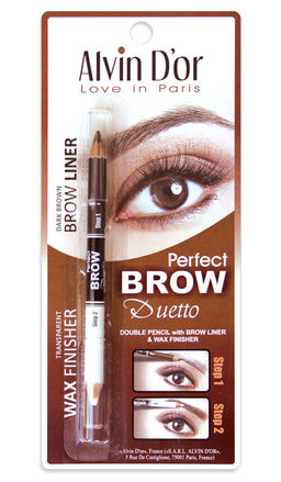 Alvin Dor P1-4 Дуэт для бровей двойной карандаш+Воск Brow Perfect (тон 02 Dark Brown)