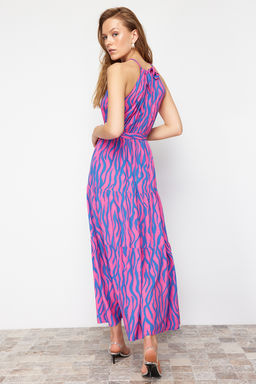 Fusya Animal Shift Boyundan Baglamal? Halter Yaka Shally Maxi Dokuma Elbise TWOSS24EL00872