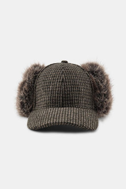 CHECK CAP WITH WOOL AND EAR MUFFS - Zara фото 7