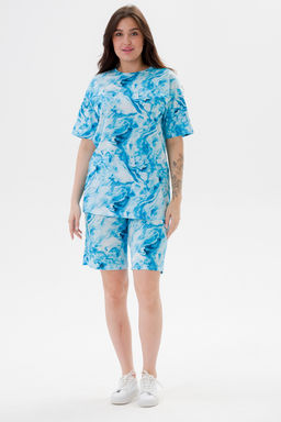 Шорты из кулирки унисекс дым бирюза