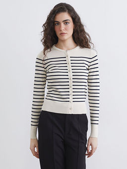 Bisiklet Yaka ?izgili Kad?n Triko H?rka