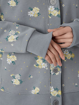 Кардиган серый с цветочным принтом - Mark formelle фото 5