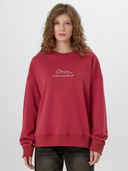 Свитшот женский красный с надписью Wild west spirit