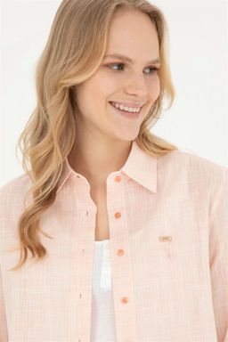 Женская рубашка лососевого цвета с длинным рукавом - U.s. polo assn фото 2