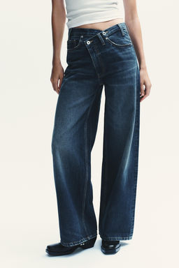 TRF WIDE-LEG CROSSED WAIST HIGH-WAIST JEANS - Zara фото 2