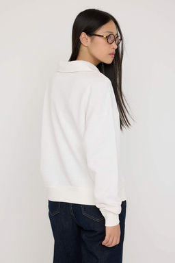 Teen Ekru Oversize/Genis Kal?p Patl? Polo Yaka Kal?n Orme Sweatshirt TWOAW26SW00008