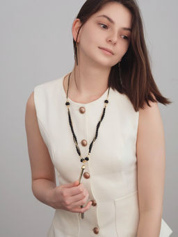 Набор 2 предмета: серьги, бусы Унисон накрученность, цвет золото в чёрном, 60 см