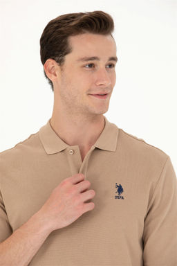 U. S. Polo Assn Мужская базовая толстовка светло-коричневого цвета с воротником-поло - U.s. polo assn фото 2
