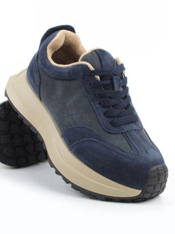 04-PCML26-3 BLUE Кроссовки демисезонные женские (натуральная замша, натуральная кожа, текстиль)