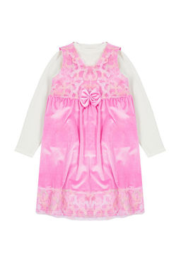 Fusya K?z Cocuk Kurdaleli Regular Bask?l? Pamuklu Orme Elbise TKDAW25EL00002 - Trendyolmilla фото 5