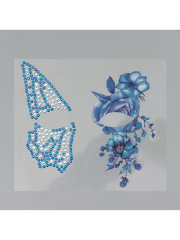 Наклейка - стразы на лицо Крыло бабочки и цветы, 16?17 см