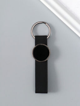 Цена за 2 шт. Брелок для ключей на кольце под нанесение «Ремешок», размер окна d=2.7 см, кожзам, чёрный, 11.3×3×0.7 см