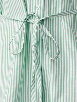 Удлиненная блузка с поясом в тонкую полоску из эластичного хлопка - Vilatte фото 8