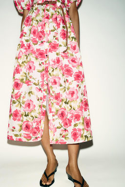 FLORAL PRINT MIDI DRESS WITH BELT - Zara фото 3