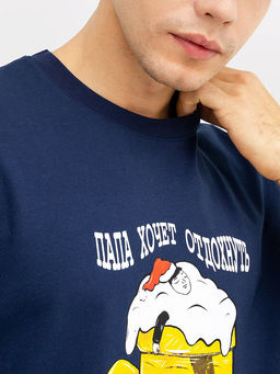 Футболка мужская синяя с принтом - Mark formelle фото 5