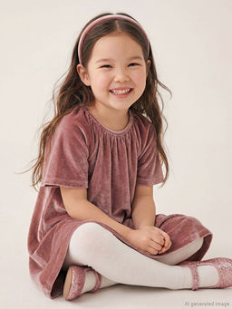 Bisiklet Yaka Kadife K?z ?ocuk Elbise