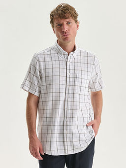 Regular Fit K?sa Kollu Ekose Poplin Erkek G?mlek