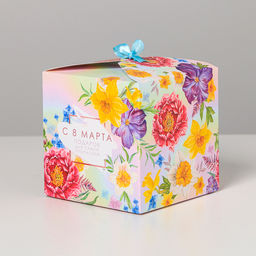 Цена за 3 шт. Коробка подарочная складная, упаковка, 8 марта, 12?12?12 см