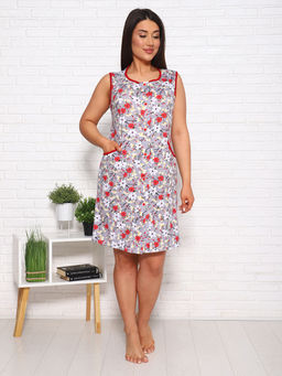 Трикотажный халат на пуговицах с коротким рукавом 1-48 (10)