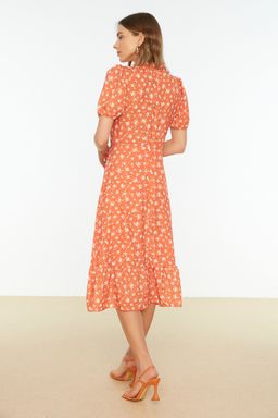 TRENDYOLMILLA Ac?k Mavi Cicekli A Kesim F?rf?rl? Midi Dokuma Elbise TWOSS20EL0894  фото 13