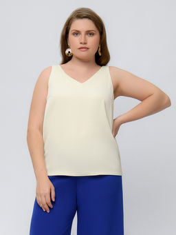 УЦЕНКА. Топ ванильного цвета с V-образным вырезом - 1001dress фото 10
