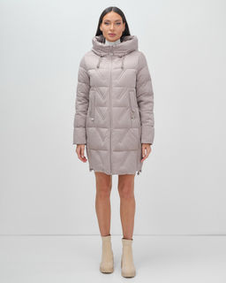 Куртка зимняя женская классическая с капюшоном светло-коричневого цвета 7671SK - Visdeer фото 6