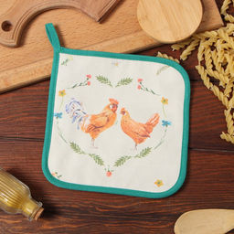Прихватка Этель Курочка и петух 19х19 саржа,100% х/л,ватин 250г/м2
