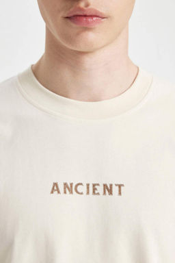 Футболка Oversize с круглым вырезом и короткими рукавами с принтом на спине - Defacto фото 6