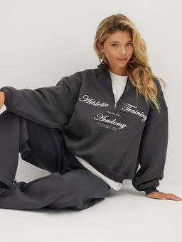 Утепленный свитшот с воротником на молнии - NEVERLATE фото 3