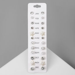 Цена за 2 шт. Серьги пусеты One year, 12 пар, строгий стиль, миксы