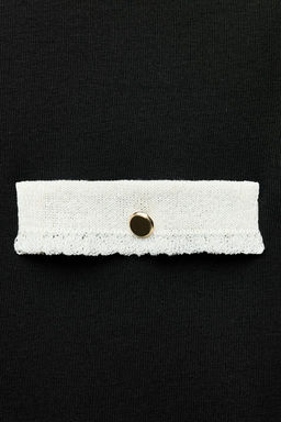 CONTRAST EMBELLISHED TRIM T-SHIRT - Zara фото 3