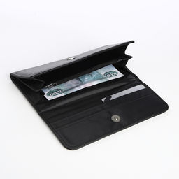 Кошелёк женский на магните, 19.5×1.5×9.5 см, чёрный