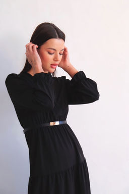 Martichelli Платье чёрное с многоярусной юбкой  фото 16