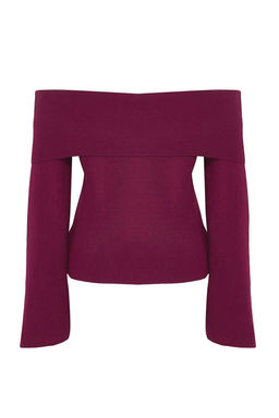 Bordo Gul Detayl? Carmen Yaka Triko Kazak TWOAW25KZ00373 - Trendyolmilla фото 31