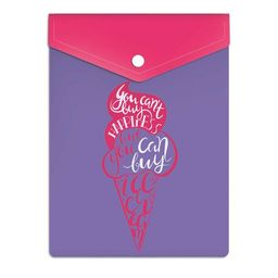 Цена за 3 шт.Папка для документов пластиковая арт. 53221/ 12 МОРОЖЕНОЕ (полипропилен, 15.8х11.4 см, одно отделени