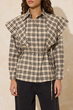 Kahverengi Ekose C?kar?labilir Sal Detayl? Gomlek TWOAW26GO00155 - Trendyolmilla фото 8