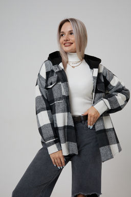 Рубашка женская в клетку с капюшоном РЖКК-01