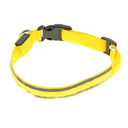 Ошейник с подсветкой Двойная полоса размер XL, ОШ 52-60 х 2,5 см 3 режима свечения жёлтый
