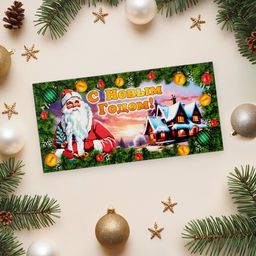 Цена за 10 шт. Конверт для денег «С Новым Годом!», 16×8 см