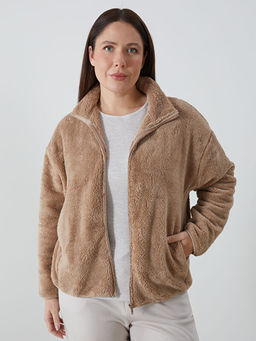 Dik Yaka Pel?? Kad?n Fermuarl? Sweatshirt