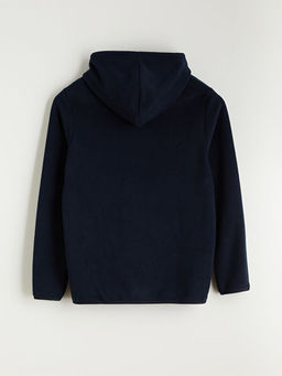 Kap??onlu Uzun Kollu Polar Erkek Fermuarl? Sweatshirt