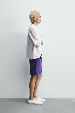 BERMUDA DENIM RELAXED FIT COLOR / Morado - Zara фото 4