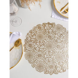 Набор салфеток сервировочных на стол Доляна Розы, 4 шт, d=38 см, цвет золотой  фото 9