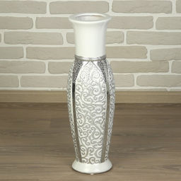 Ваза напольная «Версаль», h=60 см, керамика, белая